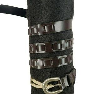 Brown Thin woven leather belt statement piece‎